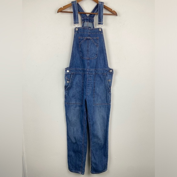 Gap size Small Women’s Blue Denim Crop Slouch Bib Overalls - Picture 1 of 10